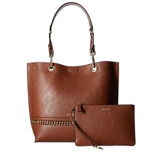 Calvin Klein Tan Leather Tote with Pouch
